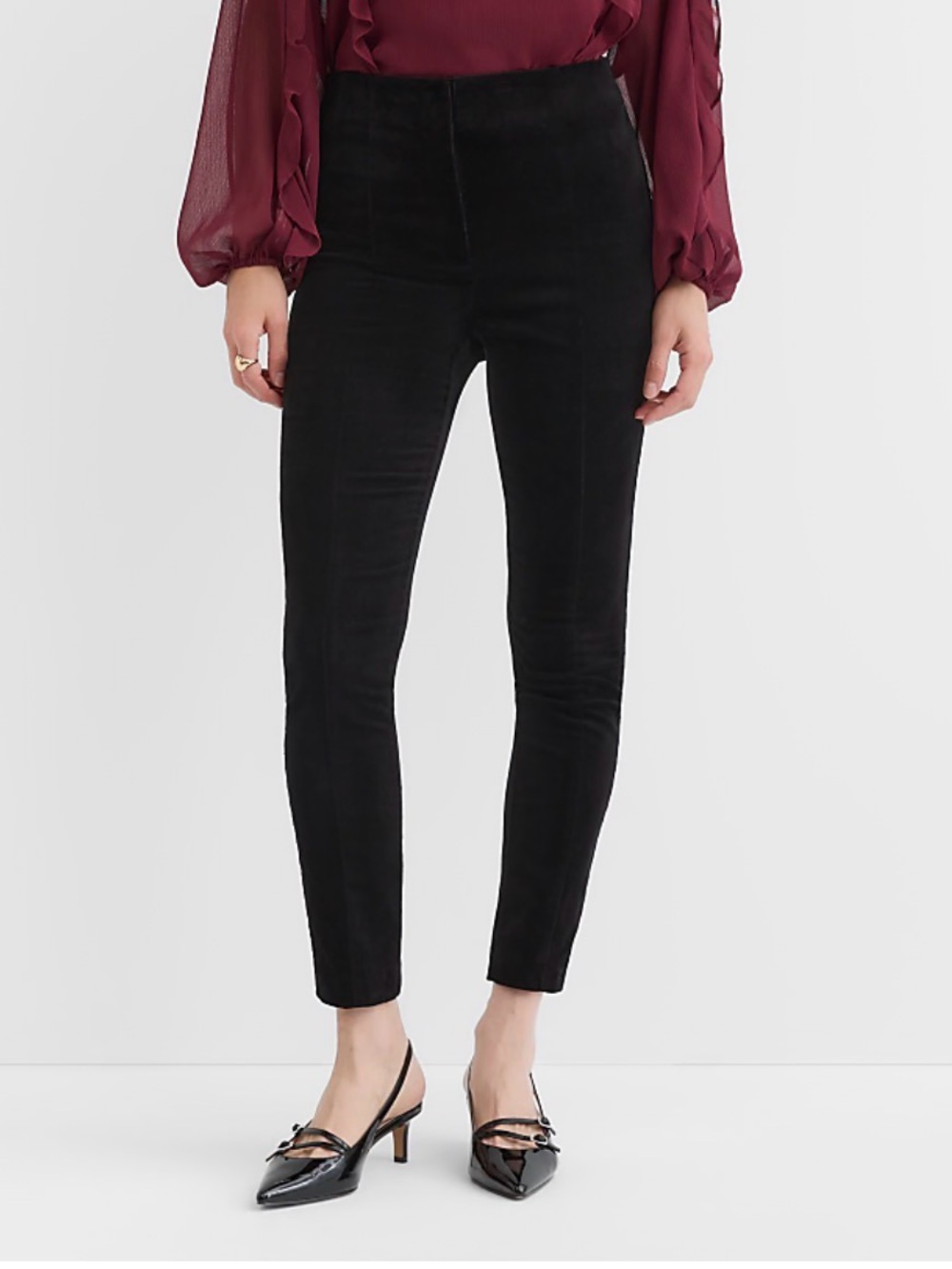 LOFT Black Velvet Slim Pants size 4